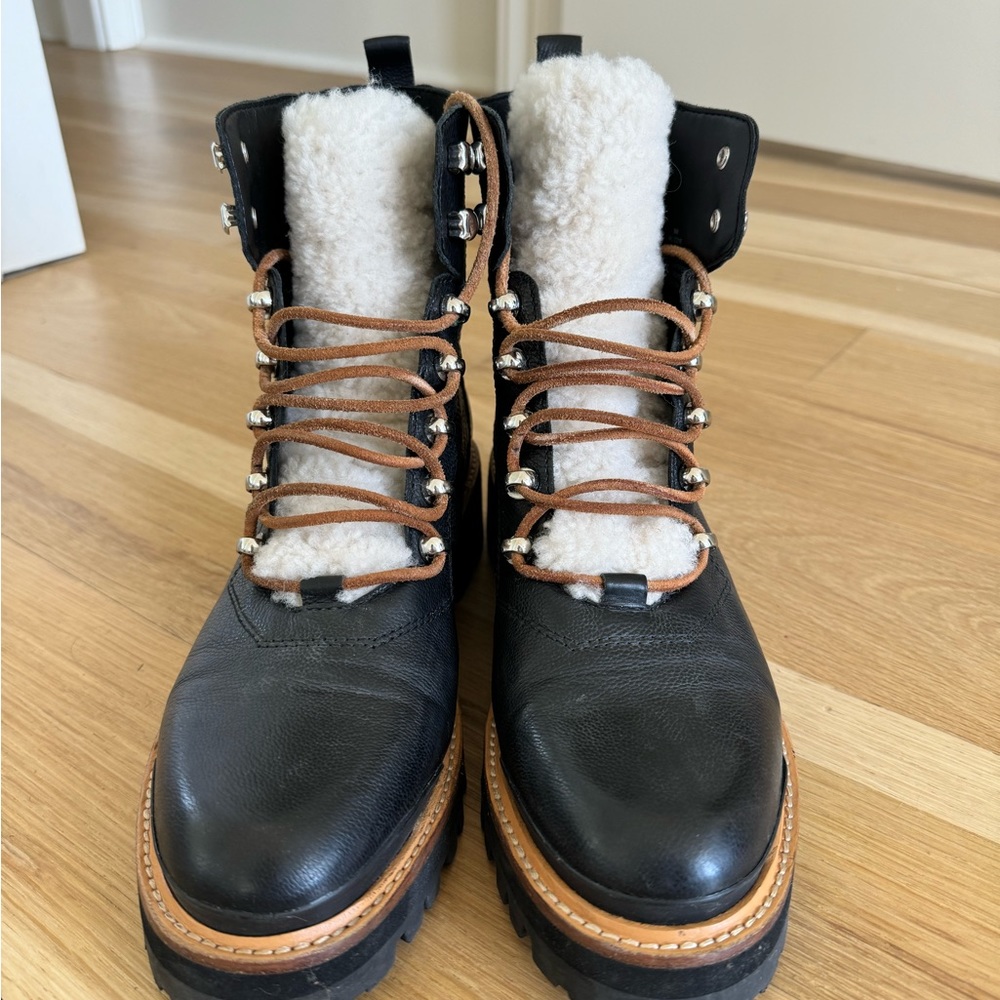 Izzie lug sole in black leather